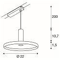 SLV LED 1-Phasen Pendelleuchte LALU� SET PLATE 22, IP20, 10W 2700/3000K (CCT Switch) 40�, CRi>90, dimmbar, schwarz / Bronze