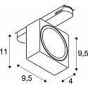 SLV LED 3-Phasen Strahler EURO CUBE 2 M, eckig, 40�, 14W, 3000K, 1650lm, IP20, dimmbar, wei�/schwarz