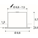 SLV ceiling recessed luminaire UNIVERSAL DOWNLIGHT FIX with cover IP65, white dimmable