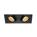 LED Deckeneinbaustrahler NEW TRIA 2 DL SQUARE SET, COB LED, 2700K, 38�, inkl. Treiber, Clipfedern, Schwarz