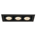 SLV LED Ceiling recessed spot KADUX Triple, 3x6,2W, COB LED, 3000K, 38�, incl. Driver, Clip springs, black