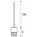 SLV Pendelleuchte FENDA, 150cm, mit offenem Kabel, E27, ohne Schirm, Schwarz