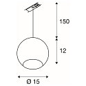 SLV LIGHT EYE 150 QPAR111 Pendelleuchte f�r 1Phasen Hochvolt-Stromschiene, wei�/chrom