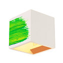 SLV Plaster Wall luminaire PLASTRA CUBE, square, white plaster, G9