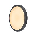 SLV Outdoor LED Wand-/Deckenleuchte AINOS ROUND, IP44, � 30cm, 21W 3000K 1430lm, anthrazit / opal
