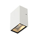 Outdoor LED Wandleuchte QUAD, IP44 IK02, eckig, down, 4.6W 3000K 100lm 90�,Aluminium / Glas , schaltbar, wei�
