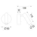 ACB Wandstrahler ATRIA, 1 x 3W LED, 315lm, 3000K, IP20, IK04, schwarz
