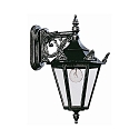 Au�enwandleuchte Landhausstil Typ Nr. 1807, h�ngend mit Arm, IP23, E27 QA55 max. 57W, Alu-Guss / Glas klar, Schwarz/Silber