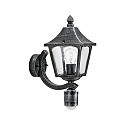 Au�enwandleuchte Landhausstil eckig Typ Nr. 1822 mit Bewegungssensor, IP44, E27, Alu-Guss / Hohlglas klar, Schwarz