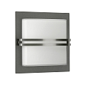 Au�enwandleuchte Typ Nr. 6250, IP44, gew�lbt mit Zierblende, 26 x 26cm, E27 QA55 max. 57W, Edelstahl / Anthrazit / Opalglas