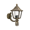 Au�enwandleuchte Landhausstil eckig Typ Nr. 1822 mit Bewegungssensor, IP44, E27, Alu-Guss / Hohlglas klar, Braun-Messing matt