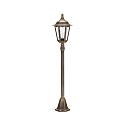 Path light Country style Type No. 4142, height 115cm, E27 QA55 max.57W, cast alu / cathedral glass, brown brass