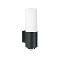 LED Au�enwandleuchte Typ Nr. 0277 mit Bewegungsmelder (Typ Nr. 2278), IP44, 10W 3000K 900lm, Alu-Guss / Opal, dimmbar, Schwarz