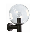 Outdoor Wall luminaire Type No. 0639, with glass ball � 25cm, E27, black matt / crystal glass