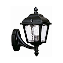Au�enwandleuchte Landhausstil Doppelkuppel eckig, Typ Nr. 1812, stehend an Wandarm, IP44, E27, Alu-Guss / klar, Schwarz matt