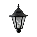 Outdoor Wall luminaire Country style Type No. 3229, half round, IP23, E27 QA55 57W, cast alu / cathedral glass, black