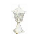 Sockelleuchte Landhausstil Kreuzstrebe Typ Nr. 0532, H�he 55cm, IP23, E27, Alu-Guss / Kathedralglas klar, Wei�-Gold