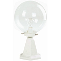 Pedestal luminaire Type No. 0501, height 43.5cm / ball-� 25cm, E27 QA55 max. 57W, cast auminum / glass clear, white