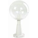 Pedestal luminaire Type No. 0538, with glass ball � 25cm, E27, white / clear glass