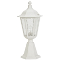 Pedestal luminaire Country style Type No. 0541, IP23, height 53cm, E27 QA55 max.57W, cast alu / cathedral glass, white