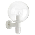 Outdoor Wall luminaire Type No. 0639 with motion sensor (Type No. 0641), with glass ball � 25cm, E27, white / clear glass