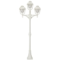 Mast light Country style double dome 2 Type No. 2041, 3 flames, height 209cm, IP44, 3x E27, cast alu / bubble glass, white
