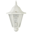 Outdoor Wall luminaire Country style Type No. 3229, half round, IP23, E27 QA55 57W, cast alu / cathedral glass, white