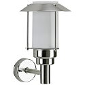 Outdoor Wall luminaire Type No. 0237, with Pagoda roof, IP44, E27 QA55 max. 57W, stainless steel / opal glass