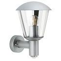 Outdoor Wall luminaire Type No. 1854, with motion detector (Type No. 1855), IP54 IK08, E27 QA55  57W, stainless steel matt