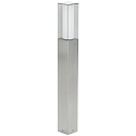 Bollard light Type No. 2035, square, IP44, height 90cm, E27 max. 20W (LED), stainless steel matt / opal glass