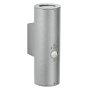 Outdoor Wall spot Type No. 2481 with motion detector - 2-sided, wide/wide, IP44, 2x GU10 PAR16 50W, rigid, silver