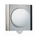 Au�enwandleuchteTyp Nr. 6112 mit Bewegungsmelder (Typ 6127), IP44, eckig, Abdeckung halbrund, E27 QA55 max. 57W, Edelstahl