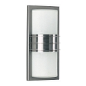 Outdoor Wand- und Deckenleuchte Typ Nr. 6131, eckig / Abdeckung halbrund, IP44, 2x E27 QA55 max. 57W, Edelstahl / Opalglas