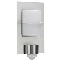 Au�enwandleuchte Typ Nr. 6223 mit Bewegungsmelder (Typ Nr. 6140), IP44, E27 QA55 max. 57W, Edelstahl matt / opal