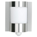 Au�enwandleuchte Typ Nr. 6187 mit Bewegungsmelder (Typ Nr. 6188), halbrund, IP44, E27 QA55 max. 57W, Edelstahl / Opalglas