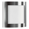 Outdoor Wand- und Deckenleuchte Typ Nr. 6193, halbrund, IP44, E27 QA55 max. 57W, Edelstahl matt / Opalglas