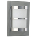 Au�enwandleuchte Typ Nr. 6224, IP44, halbrund, 20 x 26cm, E27 QA55 max. 57W, Edelstahl matt / Opal