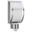 Au�enwandleuchte Typ Nr. 6278 mit Bewegungsmelder, IP44, 18 x 38.5cm, E27 QA55 max. 57W, Edelstahl / Opalglas