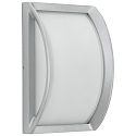 Outdoor Wall and Ceiling luminaire Type No. 6289, arched, 18.5 x 28.5cm, IP44, E27 QA55 max. 57W, cast alu / glass, silver