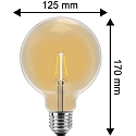 HWH Blulaxa LED Filament Vintage Lamp Globe gold glass ambergris, 12,5cm, 300�, E27, warmwhite, 2W