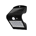 LED Solar-Wandleuchte mit PIR-Sensor, IP65, 1.5W 3000K 220lm 120�, inkl. Akku, 2 Modi, Schwarz