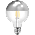 LED Kopfspiegel-Filament Globeform G125, E27, 7W 2700K 645lm, Glas klar / Spiegelkopf Silber