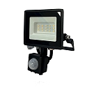 HWH LED Fluter, 110�, 10W, 4000K, 800lm, IP44, mit PIR-Sensor, schwenkbar, schwarz