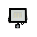 LED Fluter, 110�, 50W, 4000K, 4300lm, IP44, mit PIR-Sensor, schwenkbar, schwarz