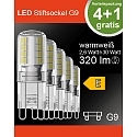HWH LED Stiftsockellampe, 5er Set, 300�, G9, 2,6W, 3000K, 320lm