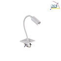 Brumberg Recessed LED reading luminaire ARCUS, IP20, square, flex arm + switch, for cavity wall boxes, 4.5W 360lm 43°, white