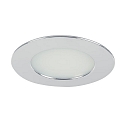 Recessed LED downlight for furniture and wood materials, IP44, round, 12V DC, 5W 3000K 375lm 60�, chrome