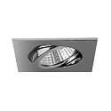 Outdoor LED Einbaustrahler, IP65, quadratisch, 8.2 x 8.2cm, Plug&Play 350mA, 6W 3000K 650lm 38�, schwenkbar 30�, Chrom