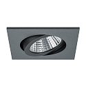 Recessed LED spot, IP20, square, 8.2 x 8.2cm, Plug&Play 350mA, 7W 3000K 740lm 38�, swivelling 30�, matt titanium