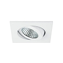 Brumberg Recessed outdoor LED spot set, IP65, square, 230V AC, 6W 3000K 650lm 38�, swivelling, white